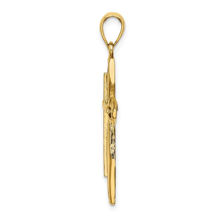 14k Yellow Gold Textured Cross Charm Goldia Charm Necklaces
