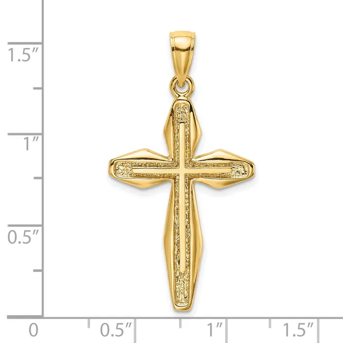 14k Yellow Gold Textured Cross Charm Goldia Charm Necklaces