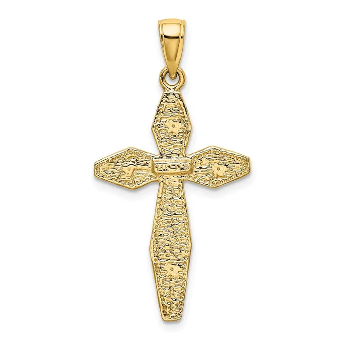 14k Yellow Gold Textured Cross Charm Goldia Charm Necklaces