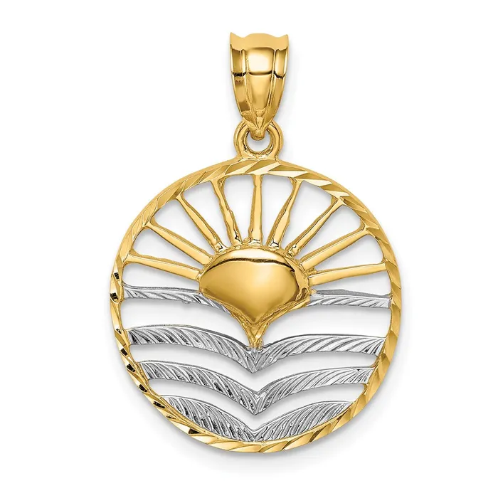 14k Yellow Rhodium Gold White Rhodium Polished Sun Set Pendant Goldia PreStyled Sets 14k Yellow Rhodium Gold White Rhodium Polished Sun Set Pendant Goldia PreStyled Sets