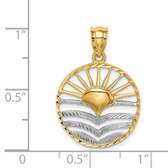 14k Yellow Rhodium Gold White Rhodium Polished Sun Set Pendant Goldia PreStyled Sets