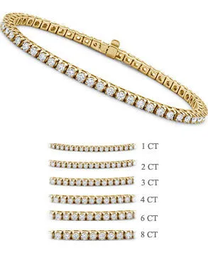 6 ct tw Yellow Gold FourProng Diamond Tennis Bracelet Goldia Bracelets