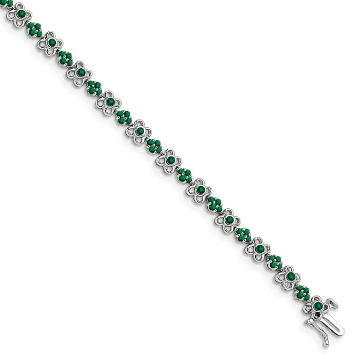 Bracelets goldiaca 14k White Gold Created Emerald Bracelet