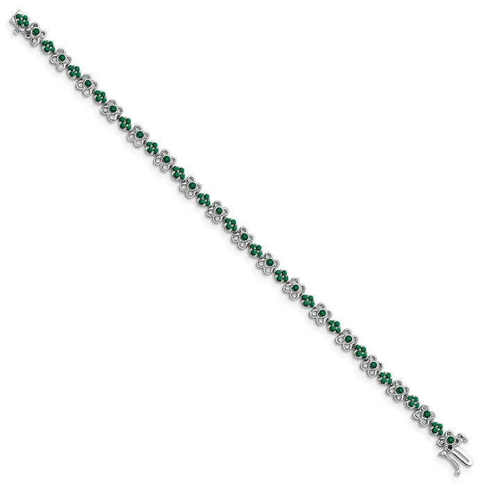 Bracelets goldiaca 14k White Gold Created Emerald Bracelet