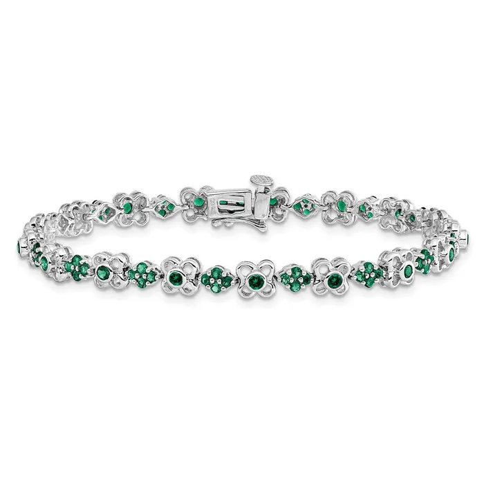 Bracelets goldiaca 14k White Gold Created Emerald Bracelet
