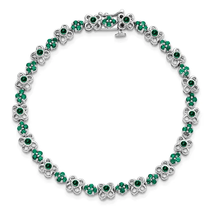 Bracelets goldiaca 14k White Gold Created Emerald Bracelet