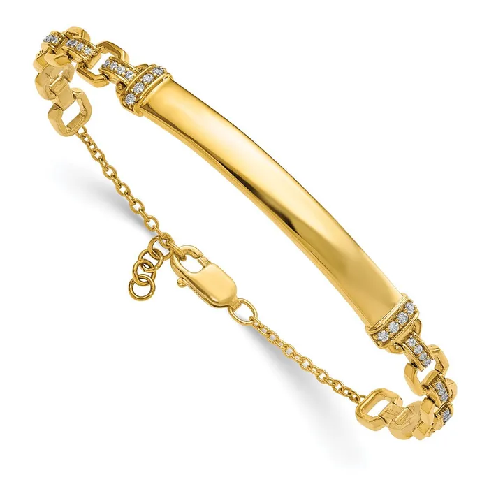 Bracelets goldiaca 14k Yellow Gold Natural Diamond ID Bracelet