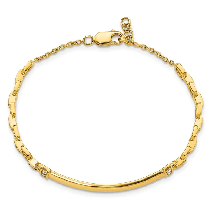 Bracelets goldiaca 14k Yellow Gold Natural Diamond ID Bracelet