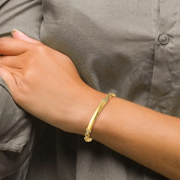 Bracelets goldiaca 14k Yellow Gold Natural Diamond ID Bracelet