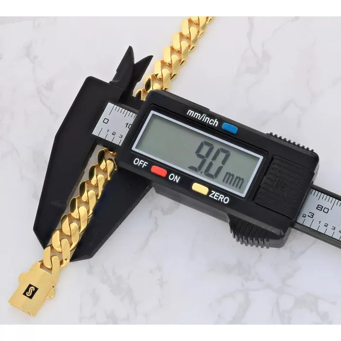Bracelets Goldiacom 10k Yellow Gold Royal Monaco Miami Cuban Link 9mm Chain Bracelet w Box Clasp 9