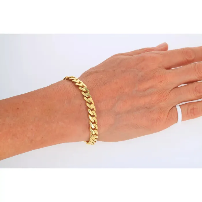 Bracelets Goldiacom 10k Yellow Gold Royal Monaco Miami Cuban Link 9mm Chain Bracelet w Box Clasp 9