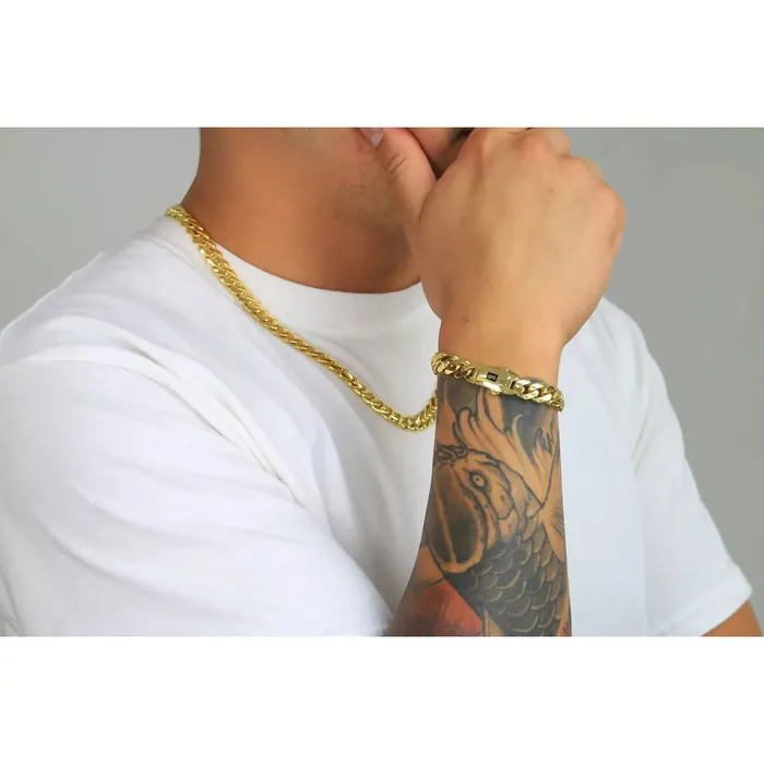 Bracelets Goldiacom 10k Yellow Gold Royal Monaco Miami Cuban Link 9mm Chain Bracelet w Box Clasp 9
