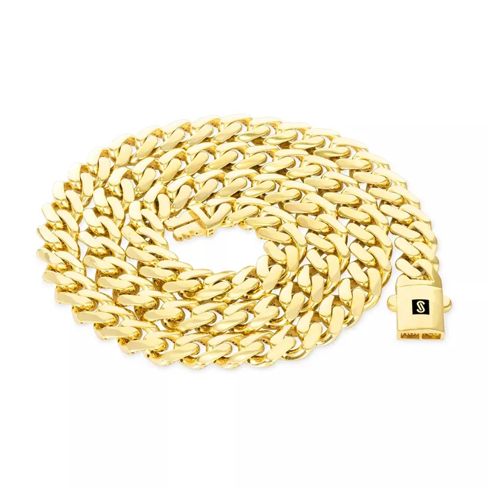 Bracelets Goldiacom 10k Yellow Gold Royal Monaco Miami Cuban Link 9mm Chain Bracelet w Box Clasp 9