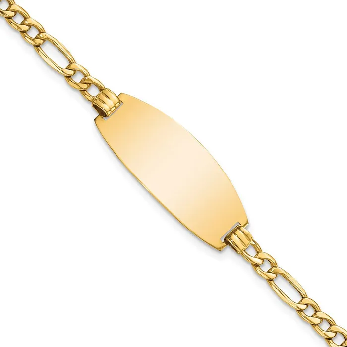 Bracelets MDS 14k Semisolid Oval Figaro ID Bracelet