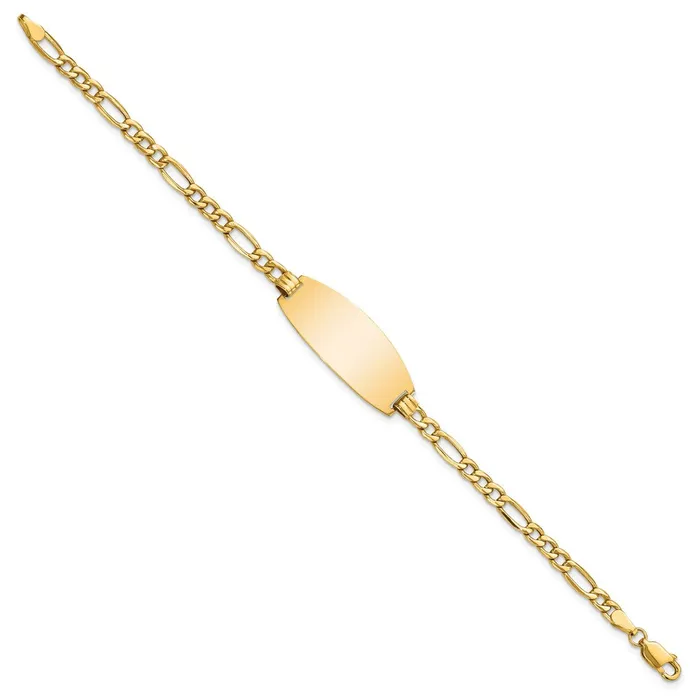 Bracelets MDS 14k Semisolid Oval Figaro ID Bracelet