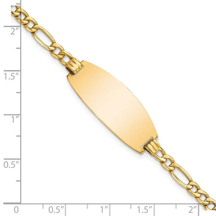 Bracelets MDS 14k Semisolid Oval Figaro ID Bracelet