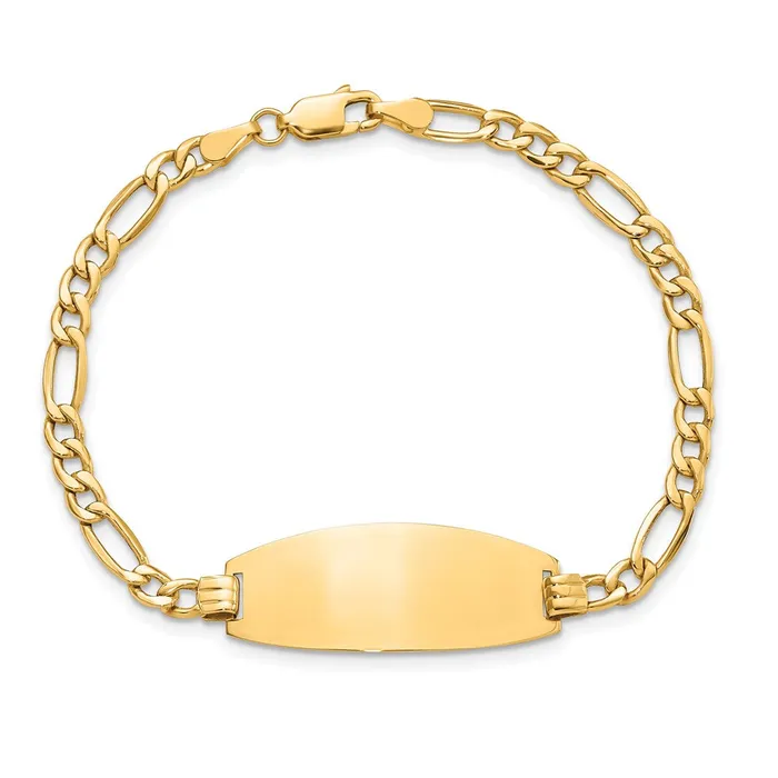 Bracelets MDS 14k Semisolid Oval Figaro ID Bracelet