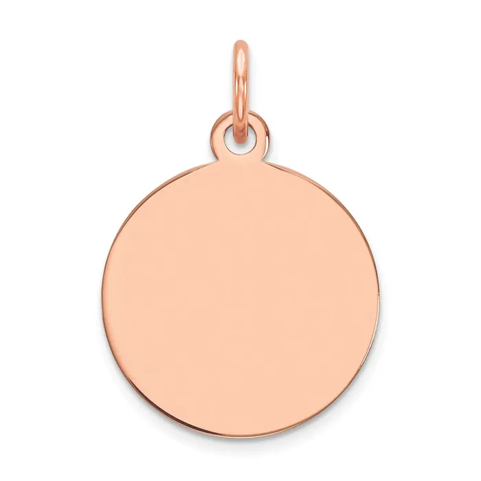 Charm Necklaces 14k Rose Gold Plain 018 Gauge Circular Engravable Disc Charm Goldia