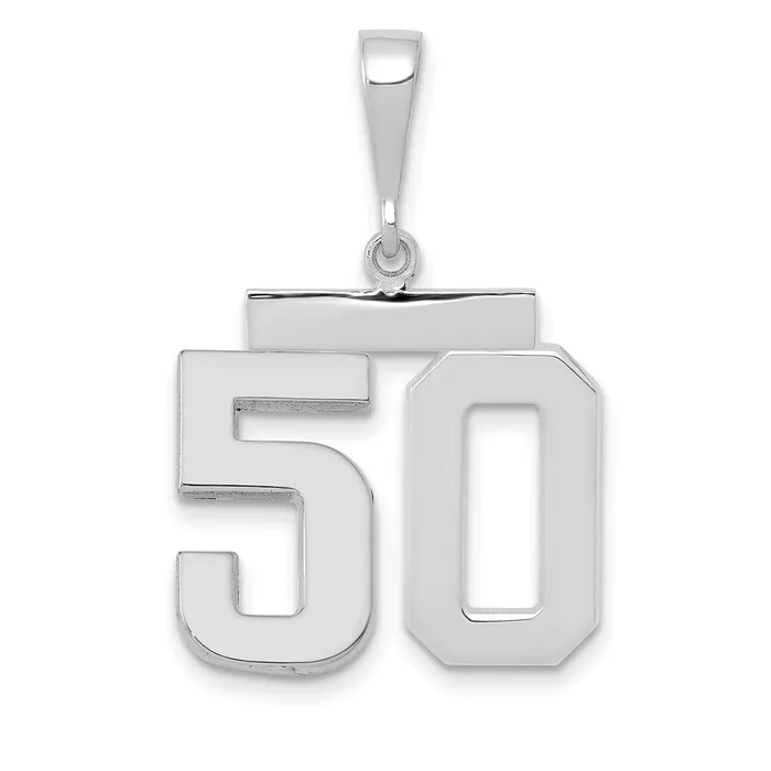 Charm Necklaces 14k White Goldw Medium Polished Number 50 Charm Goldia