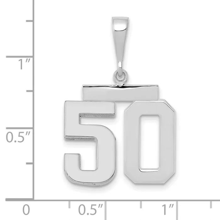 Charm Necklaces 14k White Goldw Medium Polished Number 50 Charm Goldia