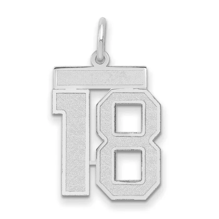 Charm Necklaces 14k White Goldw Medium Satin Number 18 Charm Goldia