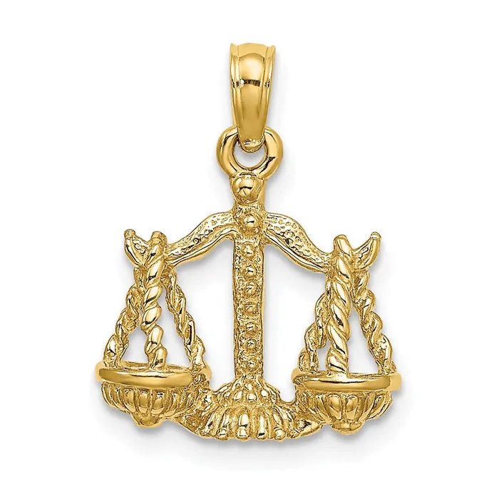 Charm Necklaces 14k Yellow Gold 3D Libra Zodiac Charm Goldia