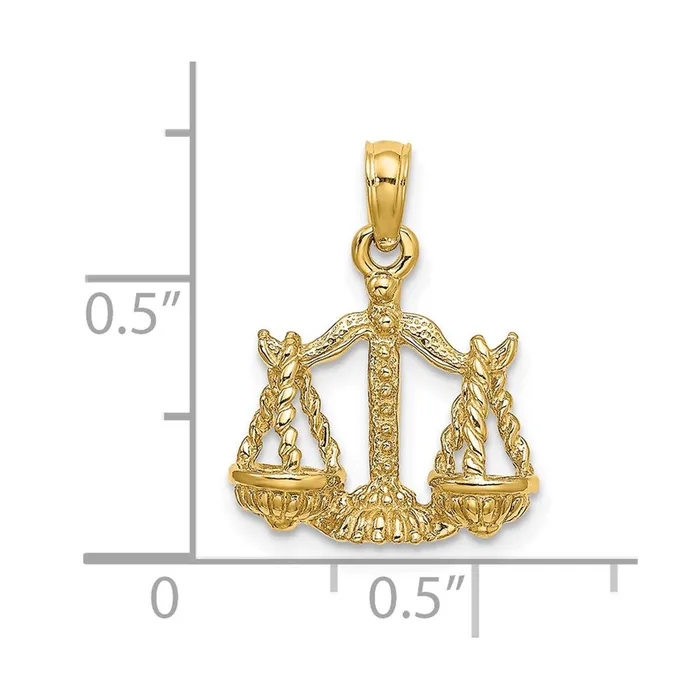 Charm Necklaces 14k Yellow Gold 3D Libra Zodiac Charm Goldia