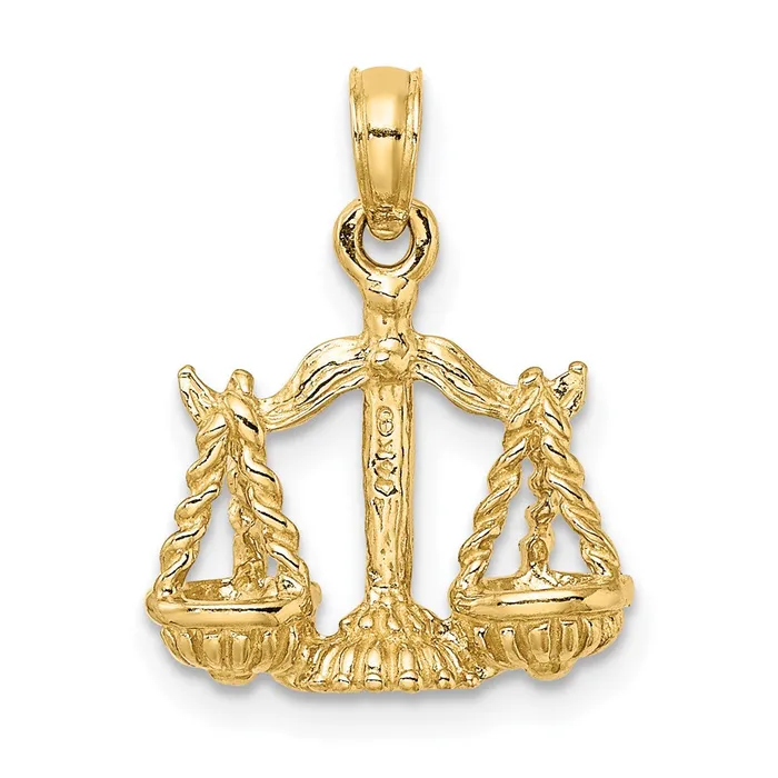 Charm Necklaces 14k Yellow Gold 3D Libra Zodiac Charm Goldia