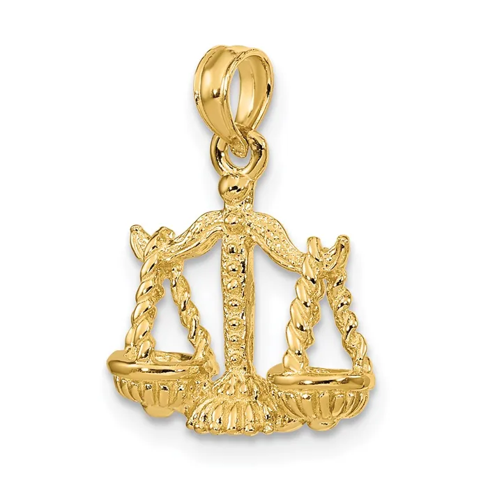 Charm Necklaces 14k Yellow Gold 3D Libra Zodiac Charm Goldia