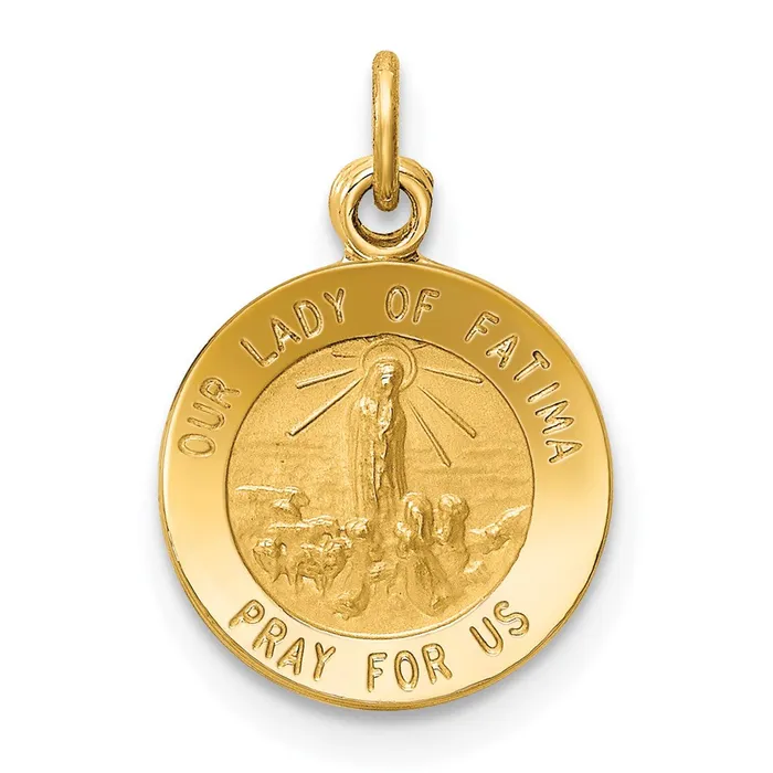 Charm Necklaces 14k Yellow Gold Our Lady of Fatima Medal Charm Goldia