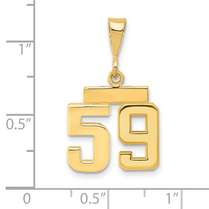 Charm Necklaces 14k Yellow Gold Small Polished Number 59 Charm Goldia