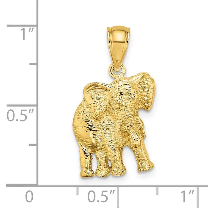 Charm Necklaces Goldia 14k Yellow Gold 2D Elephant w Raised Trunk Charm