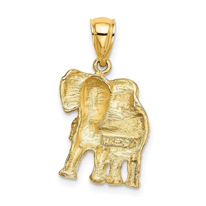 Charm Necklaces Goldia 14k Yellow Gold 2D Elephant w Raised Trunk Charm