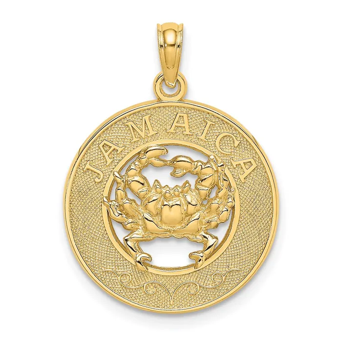 Charm Necklaces Goldia 14k Yellow Gold JAMAICA wCrab Circle Charm