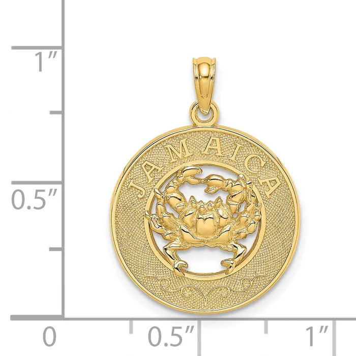Charm Necklaces Goldia 14k Yellow Gold JAMAICA wCrab Circle Charm