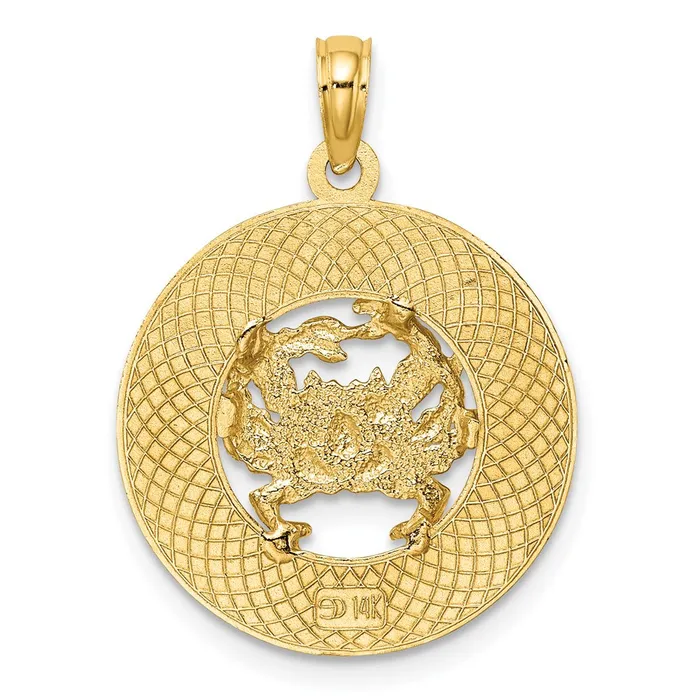 Charm Necklaces Goldia 14k Yellow Gold JAMAICA wCrab Circle Charm