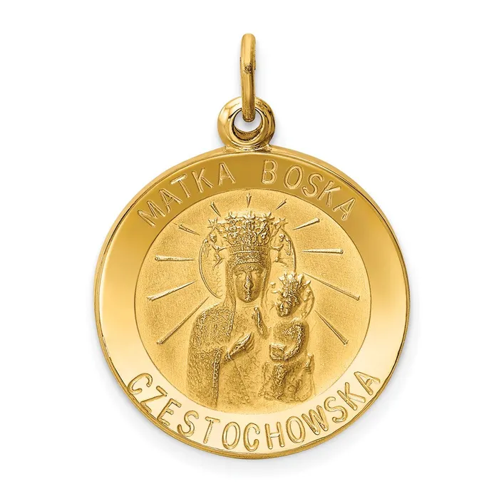 Charm Necklaces Goldia 14k Yellow Gold Matka Boska Medal Charm