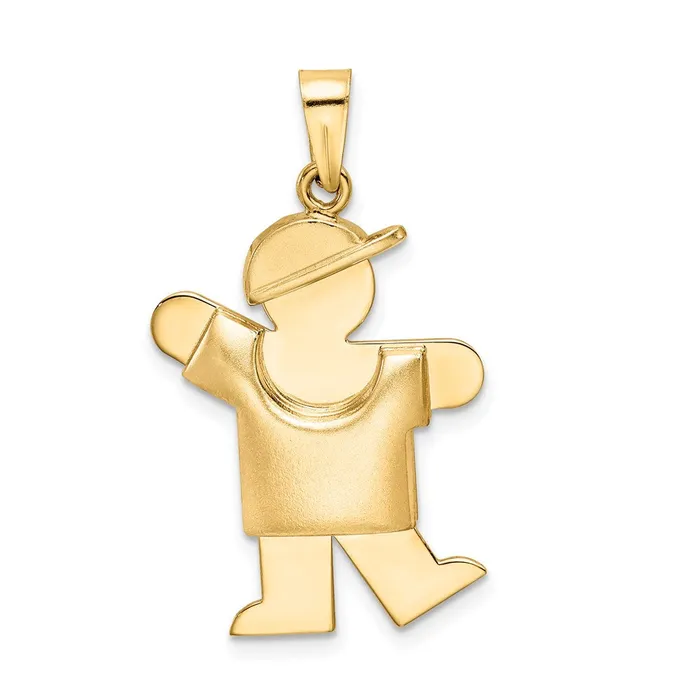 Charm Necklaces Goldia 14k Yellow Gold Puffed Boy with Hat on Left Engravable Charm