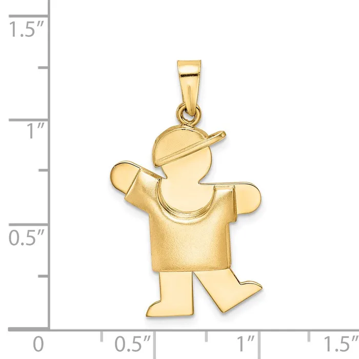 Charm Necklaces Goldia 14k Yellow Gold Puffed Boy with Hat on Left Engravable Charm