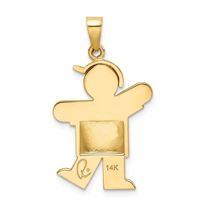 Charm Necklaces Goldia 14k Yellow Gold Puffed Boy with Hat on Left Engravable Charm