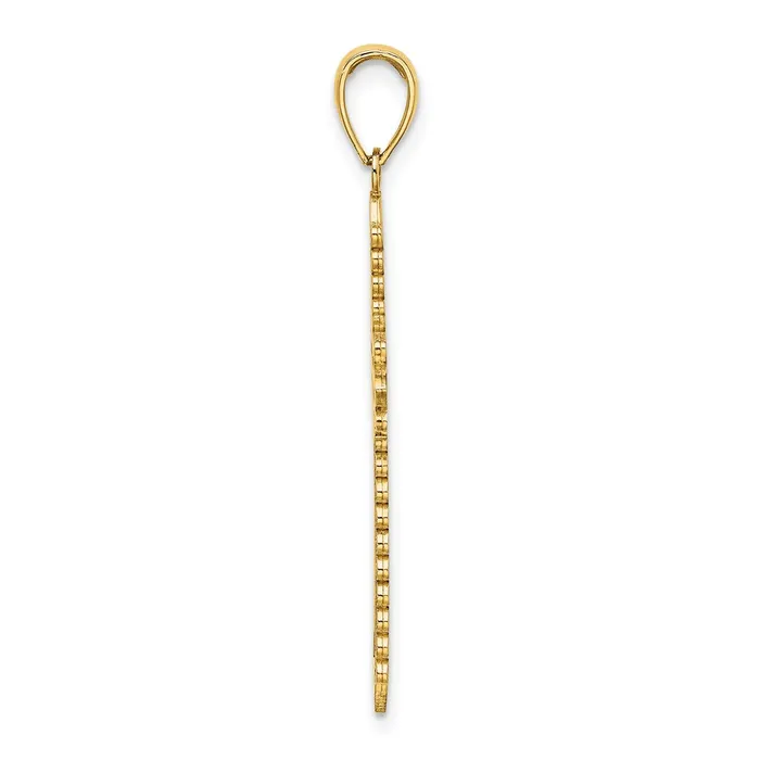 Charm Necklaces Goldia 14k Yellow Gold w Lace Border Cross Charm