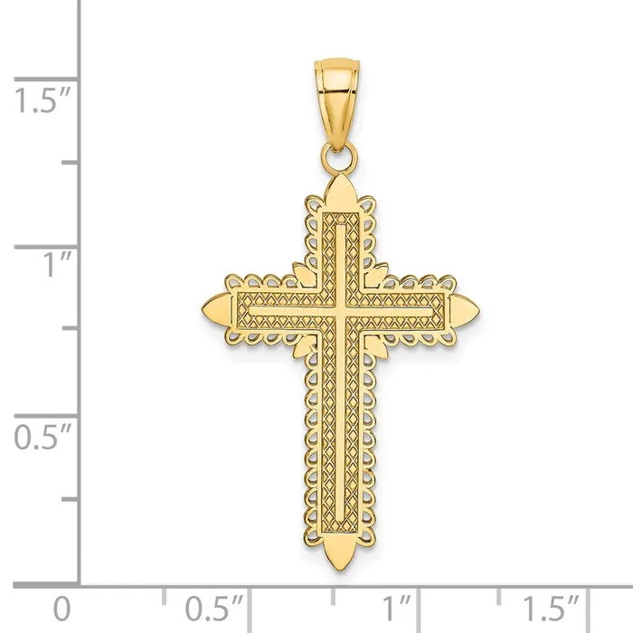 Charm Necklaces Goldia 14k Yellow Gold w Lace Border Cross Charm