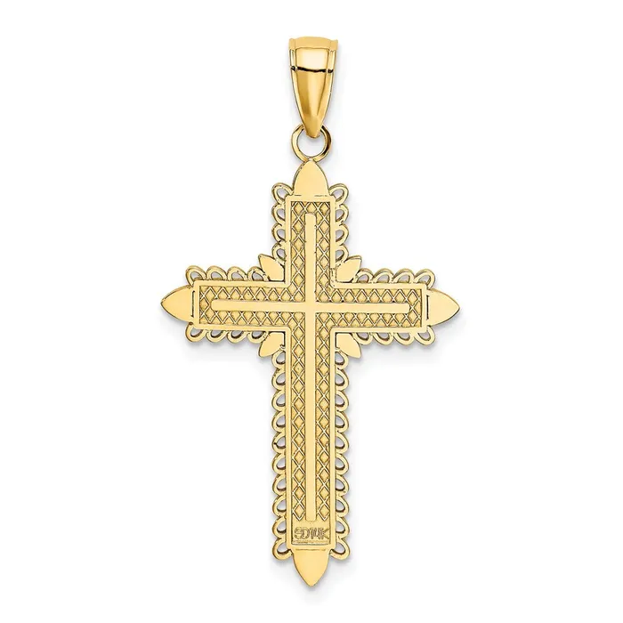 Charm Necklaces Goldia 14k Yellow Gold w Lace Border Cross Charm
