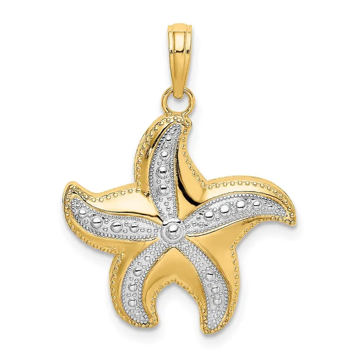 Charm Necklaces Goldia 14k Yellow Rhodium Gold Rhodium Diamondcut Polished Starfish Charm Charm Necklaces Goldia 14k Yellow Rhodium Gold Rhodium Diamondcut Polished Starfish Charm