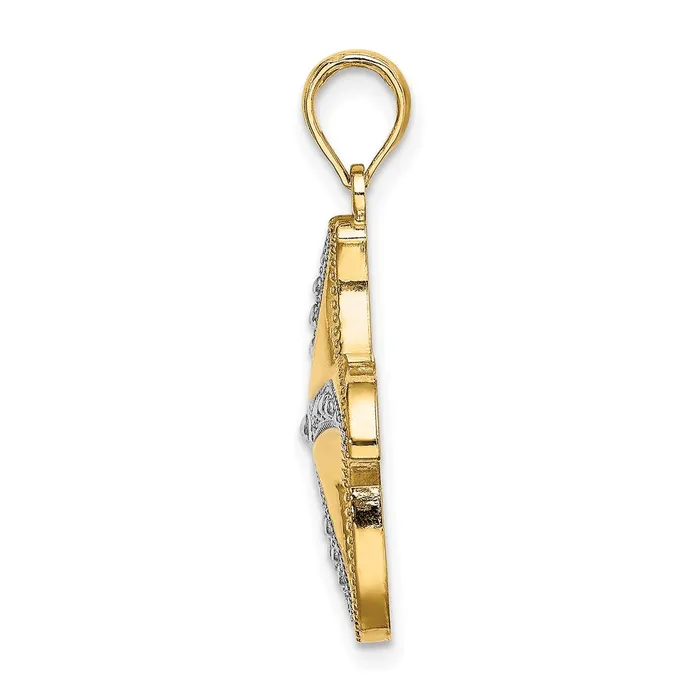 Charm Necklaces Goldia 14k Yellow Rhodium Gold Rhodium Diamondcut Polished Starfish Charm