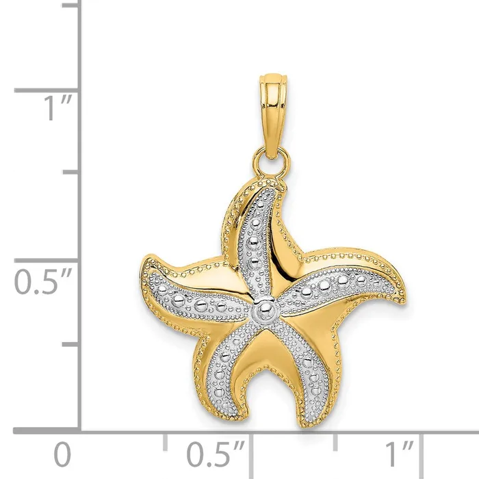 Charm Necklaces Goldia 14k Yellow Rhodium Gold Rhodium Diamondcut Polished Starfish Charm