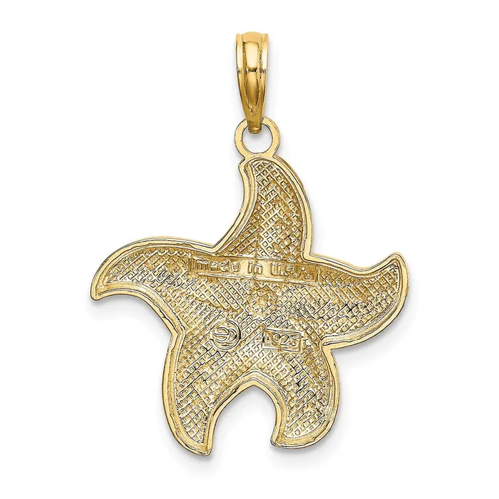 Charm Necklaces Goldia 14k Yellow Rhodium Gold Rhodium Diamondcut Polished Starfish Charm