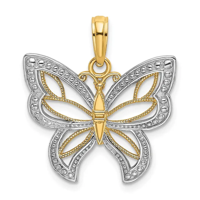 Charm Necklaces Goldia 14k Yellow Rhodium Gold wRhodium Butterfly w White Beaded Wings Charm Charm Necklaces Goldia 14k Yellow Rhodium Gold wRhodium Butterfly w White Beaded Wings Charm