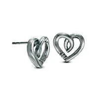 Diamond Accent Loop Heart Stud Earrings in Sterling Silver Goldia Earrings