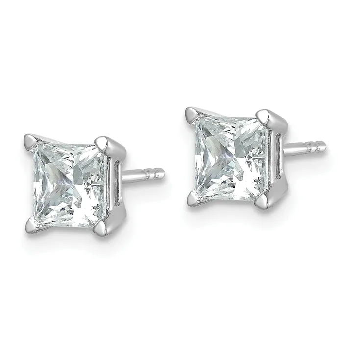 Earrings 14k White Gold 2 ctw Certified Lab Grown Diamond VSSI G Princess 4 Prong Heavy Wt Stud Earrings Goldia